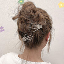 Harajuku style claw hairpin flash drill back head hairpin ins bangs clip personality word clip edge clip palm hair accessories