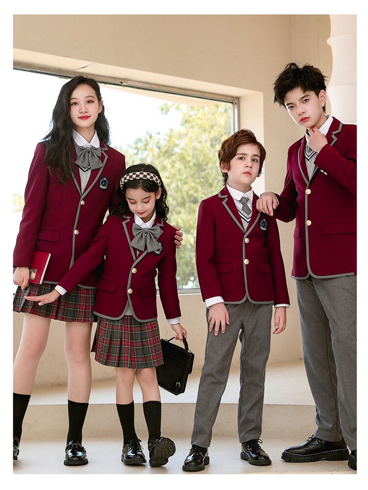 Форма для школьников и студентов для детского сада, детский бордовый комплект, в британском стиле, стиль, 3 предмета 