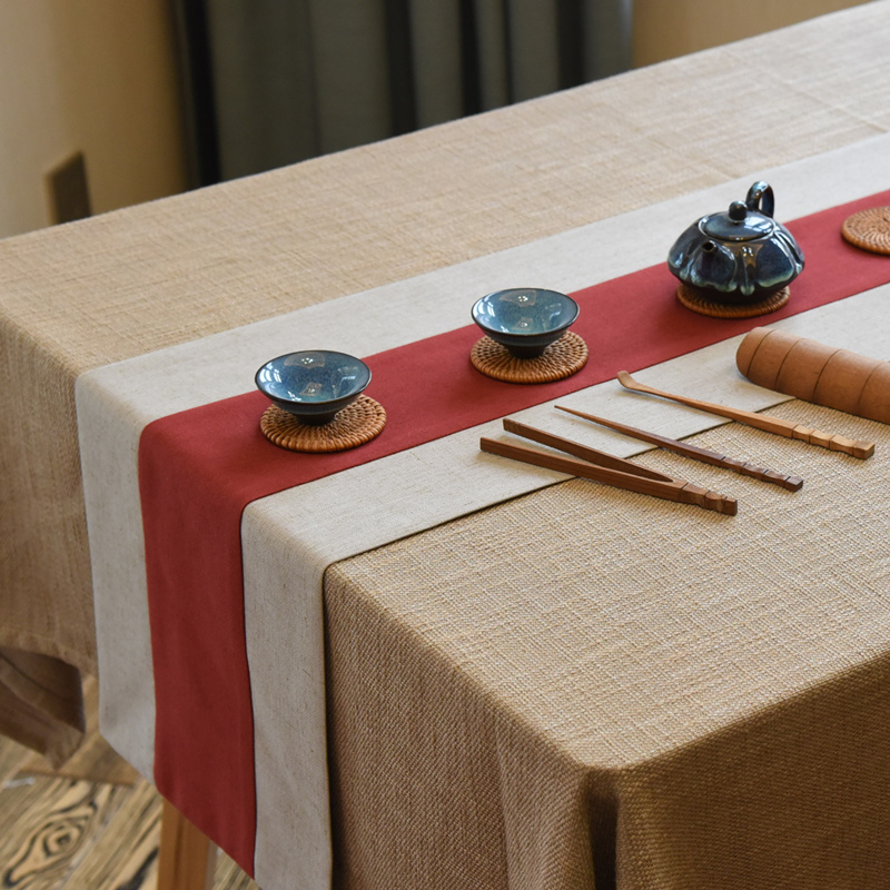Chinese style table flag Chinese style retro Zen tea table linen tea table table flag tea ceremony accessories cotton and linen tablecloth art