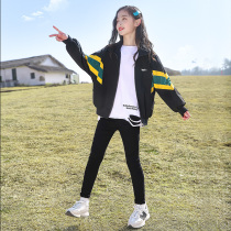 Girls spring clothing jacket 2022 new foreign air children dress CUHK childrens spring and autumn baseball clothes girl blouses girl blouses