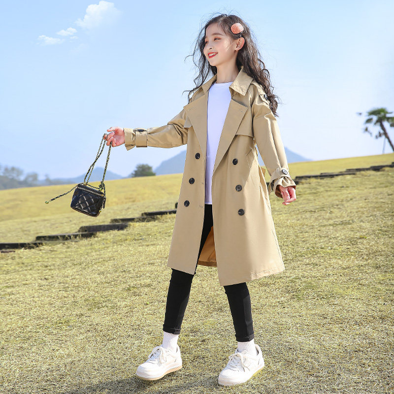 Girls Spring Costume 2023 - gas new children's clothing in the childhood spring and autumn girls in the long coat of coat