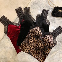 Velvet little camisole Vest Womens interior suit suit base shirt spring summer with chest pad lace outside wearing strapless top