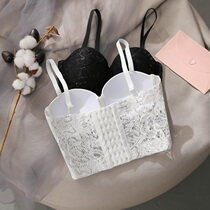 French Lace Fish Bone Harness Vest Female inner lap Breasted Wrap Chest and Sexy Little Crowdblouse Design Sense Outwear