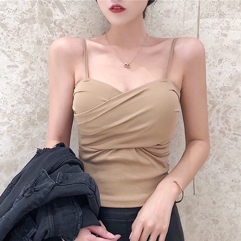 Cross Spicy Girl Harnesses Vest Woman Summer Nears Design Sensation small crowd Senior outwear Bottom Chest Cushion Smear blouses