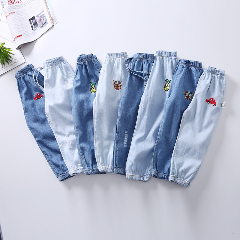 Boys Anti-mosquito pants Summer Children's summer bloomers Baby jeans Girls thin long pants Casual pants