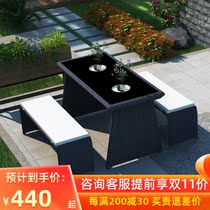 Outdoor leisure long table and chair Park outside courtyard bench rattan chair outdoor terrace yard rattan table and chair