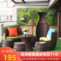 Rattan chair balcony small chair stool creative small coffee table combination rattan table balcony terrace leisure table and chair kit