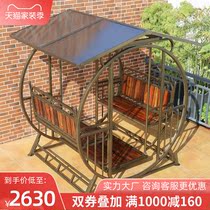  Outdoor swing hanging chair Outdoor courtyard anti-corrosion wooden swing rocking chair Villa balcony swing chair