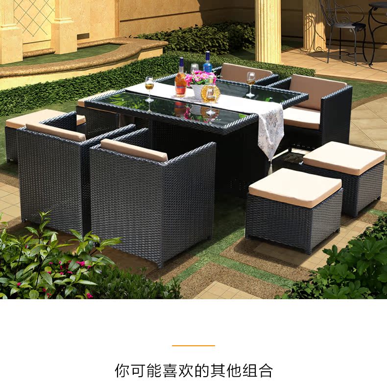 Ban công ngoài trời bàn ghế kết hợp sân vườn mây ghế nội thất sân thượng ghế ba hoặc năm bộ ghế Teng lưng cao bàn ghế ngồi ngoài trời