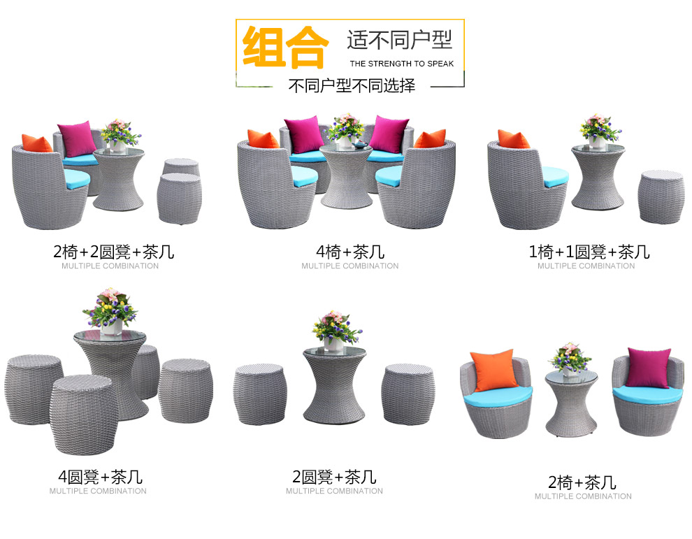 Wicker ghế năm mảnh nhỏ ghế phân nhỏ bàn cà phê kết hợp bàn mây sáng tạo ban công giải trí đồ nội thất bộ - Bàn ghế ngoài trời / sân bàn ghế gỗ ngoài trời
