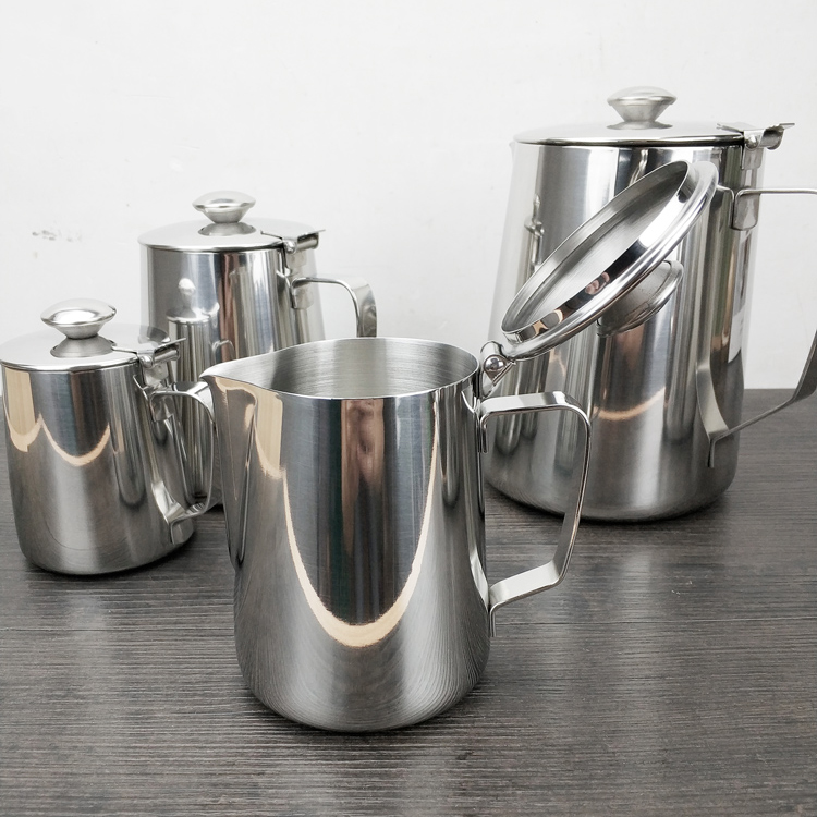 Có nắp đậy, cốc kéo sắc nét, nồi hoa cà phê inox 304 dày, máy pha cà phê, ly sữa bọt phù hợp phin cà phê