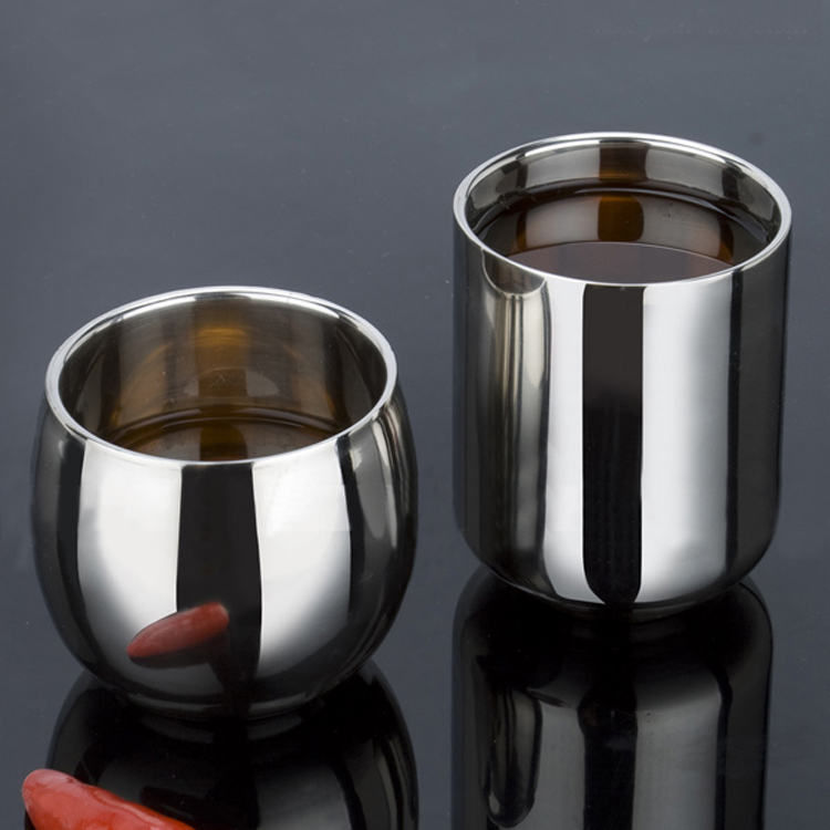 304 stainless steel double layer anti-scalding child baby water glass coffee cup small cup white wine glass cuddly cup drum