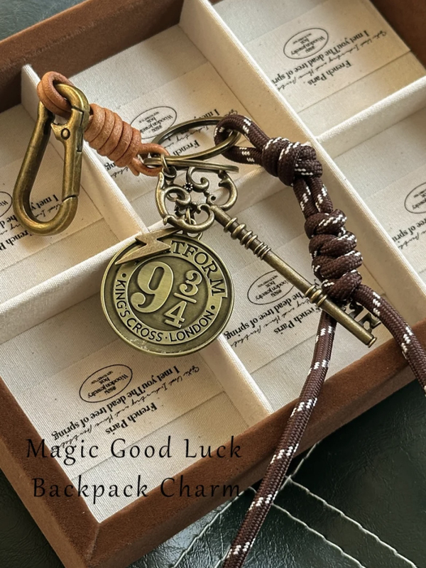 Handmade Magical Harry Retro Bag Keychain Card Holder Pendant High-End Miu Style Hand-Woven Car Hanging Accessory