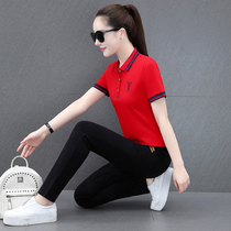 Jordan No Sports Suit Women Summer Thin short sleeves Long pants 361 Fashion capsized T-shirt foreign air Lean Casual Wear