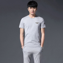 Jordan Nook Short Sleeve Casual Sportswear Suit Men Summer Pure Cotton 361 Fashion Handsome Round Collar T-shirt Two Sets Tide