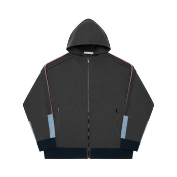 Men's hooded sweater with contrast patchwork sweater cardigan Men's hooded sweater with contrast patchwork sweater cardigan