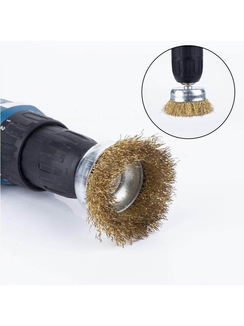 Bowl-Shaped Wire Wheel with Handle, Bowl Wire Brush, Metal Cleaning and Rust Removal Wheel, Electric Wire Polishing Head, Paint Removal Brush