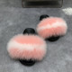 Spring and summer flat-soled fur flip-flops, comfortable soft-soled non-slip fox fur real fur outer wear sandals for women, trendy slippers