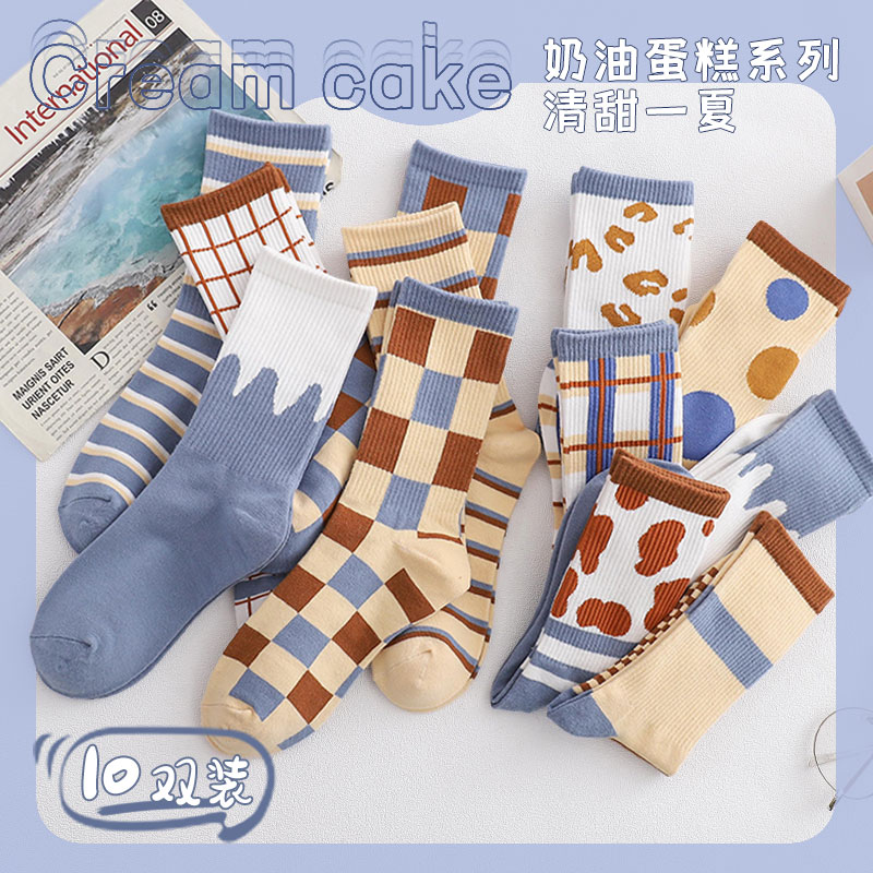 Socks lady socks cotton ins tide outside wear autumn and winter stockings Net red plus velvet thickened winter stockings