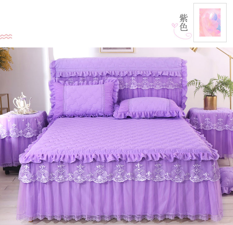 Công chúa Hàn Quốc chăn bông lót váy ren váy cộng với chăn bông trải giường đơn mảnh nệm chống trượt 1,8m váy giường