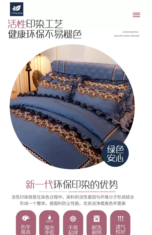 Châu Âu rắn màu ren chăn đơn mảnh duy nhất đôi công chúa mui xe 1,8m giường giường 200x230 - Quilt Covers