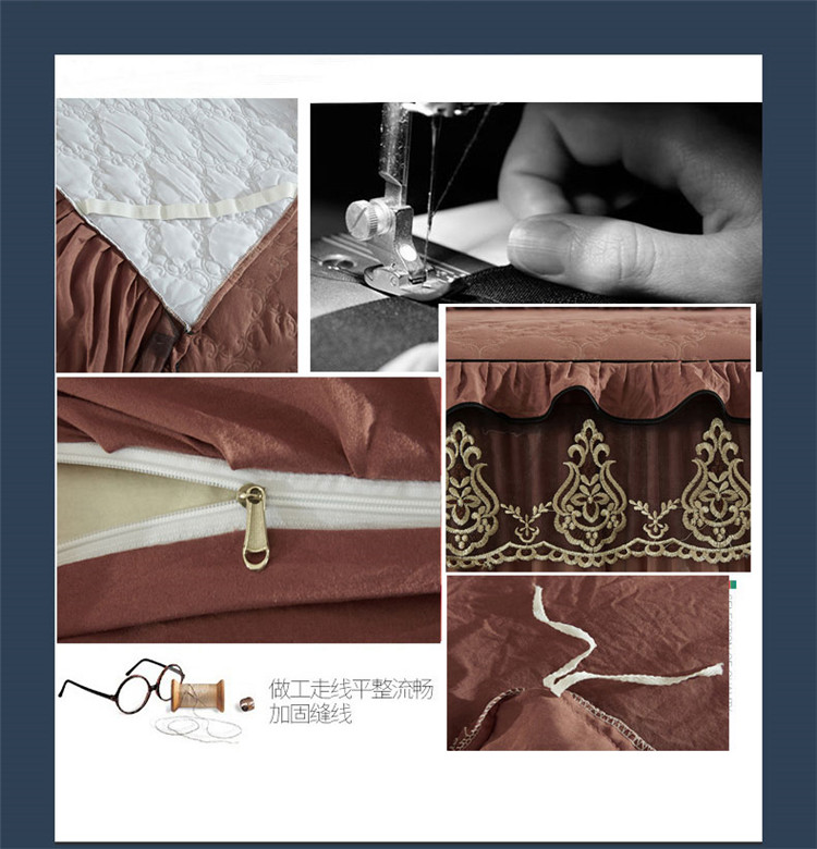 Chải mùa thu và mùa đông châu Âu bông giường váy sợi denim ren bedspread chúa mô hình bộ đồ giường ấm áp - Bộ đồ giường bốn mảnh bộ chăn ga gối cotton