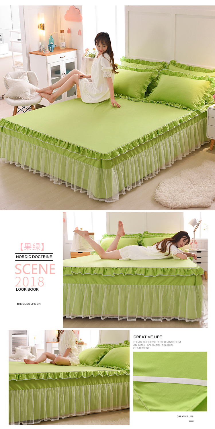 Phiên bản Hàn Quốc của công chúa áo ngủ ren ren đơn mảnh xù lông trải giường chống trượt Simmons nệm bọc 1.8 váy giường đẹp	