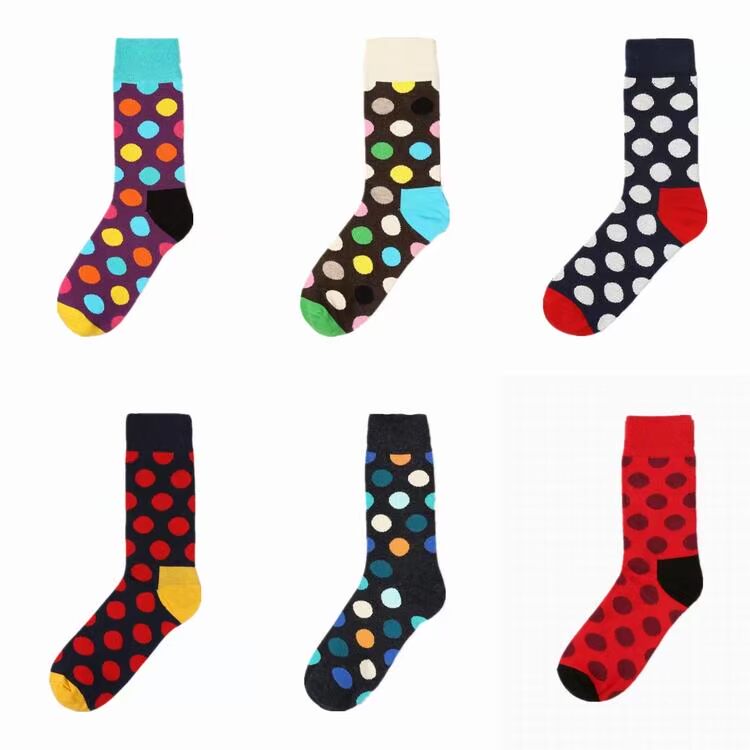 Đầy đủ 4 đôi vớ nam cotton ống khử mùi thời trang màu sóng điểm kim cương vớ hạnh phúc thủy triều vớ nam tất nam cổ ngắn