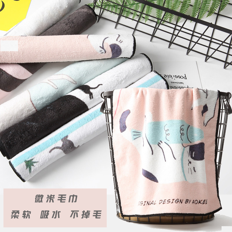Exit Japan towel cute kitty printed soft water suction speed dry children adult home wipe hair wash face