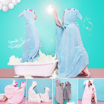 Baby bath towel Japan A-class imported baby cartoon caped cloak Cloak soft water absorption does not lose hair Parent-child section