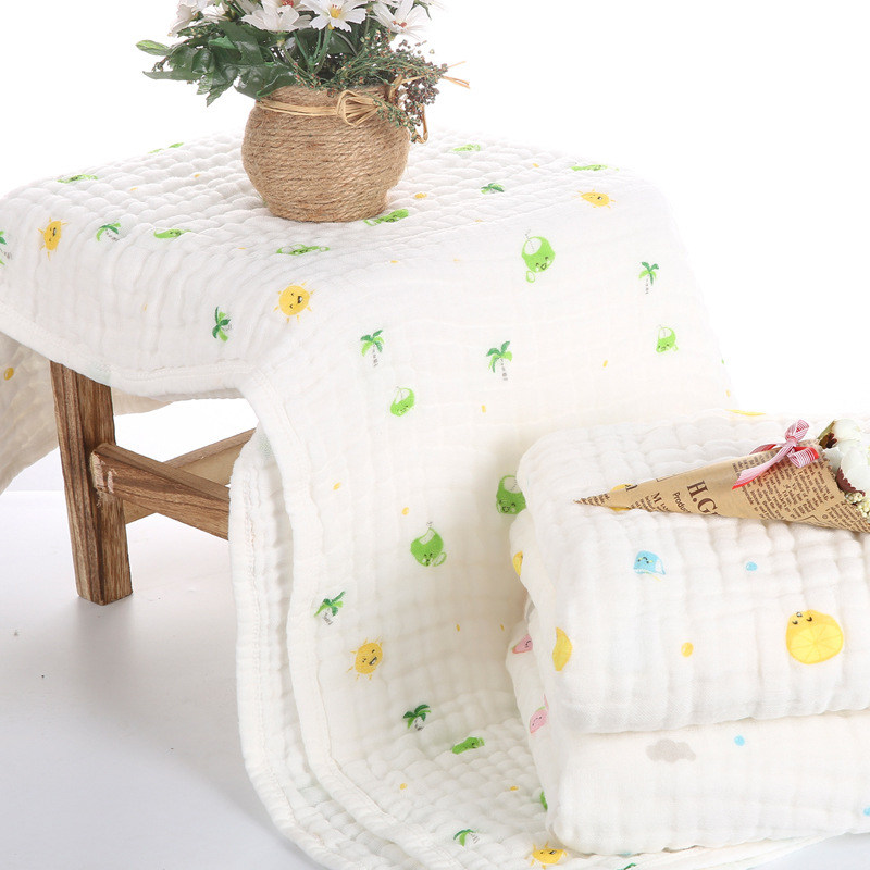 Baby bath towels pure cotton newborn washed gauze bath towels Children covered by cover blanket cotton yarn printed A type of soft absorbent