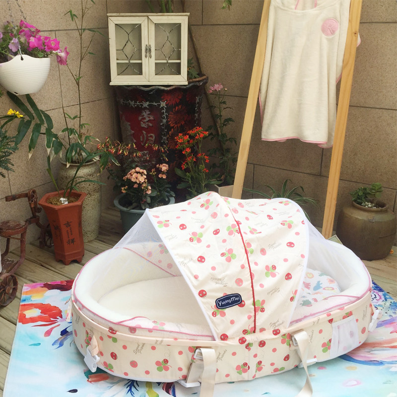 Newborns beds in bed cribs can be folded with mosquito nets portable bb bed hand basket travel bed on-board bed