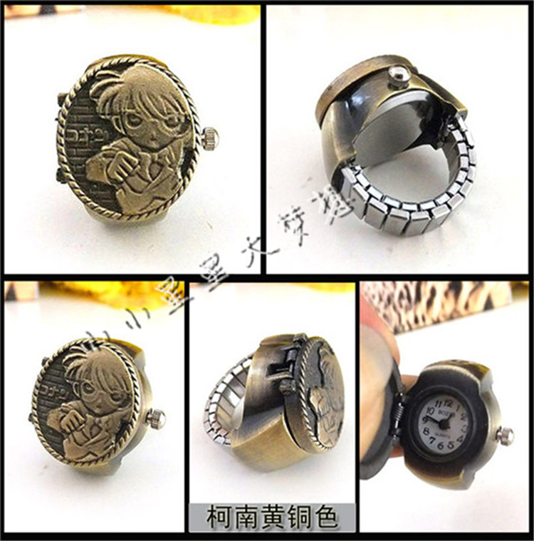 Vintage vòi đồng thau đen đồng đỏ đồng lật vòng đồng hồ cá tính thời trang ngón tay đồng hồ nam - Nhẫn nhẫn vàng 18k nam