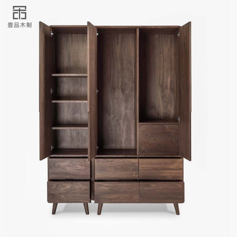 North American Black Walnuts Wood Wardrobe Pure Solid Wood 2 Doors 3 Doors Big Wardrobe Brief Bedroom Savings Cabinet Original Oak Closet-Taobao
