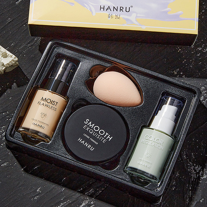 4 Pieces Bottom Makeup Suit Color Makeup Cosmetics Full Mix Beginners Powder Bottom liquid isolation cream Makeup Makeup Powder-Taobao