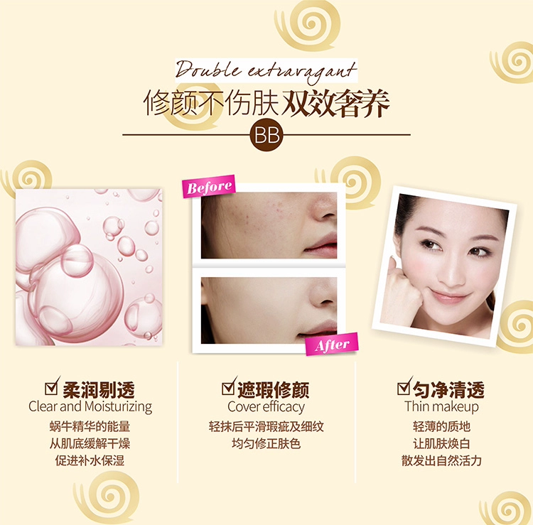 Đích thực ốc sửa chữa BB cream kem che khuyết điểm giữ ẩm mạnh sinh viên nữ khỏa thân trang điểm cách ly không thấm nước cc kem nền tảng chất lỏng kem nền bb cream hàn quốc