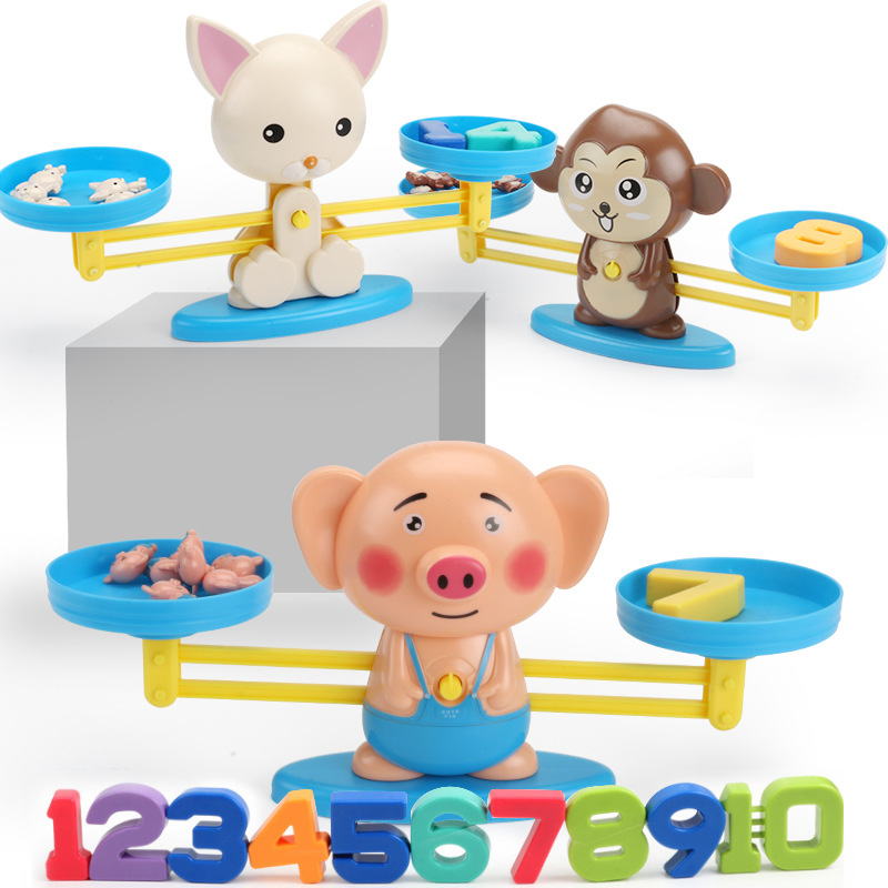 Shaking sound fire children's educational toys Tianping called Children's desktop Enlightenment roll monkey addition and subtraction balance game