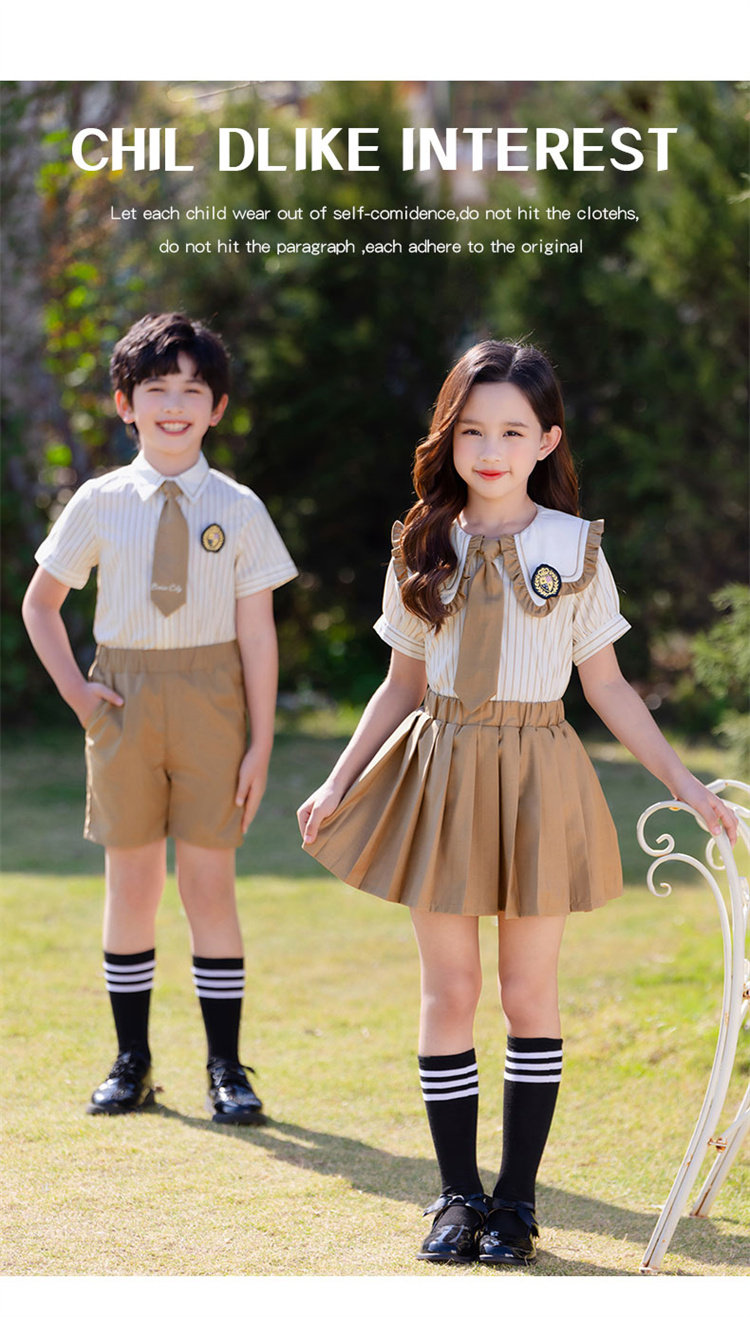 Детская рубашка для детского сада, комплект, летняя форма для школьников и студентов, в британском стиле 