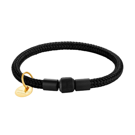 PUNKGUGU genuine 5mm steel wire rope braided hand rope men's trendy 3D gold transfer bead bracelet semi-finished product
