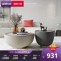  Nordic light luxury creative rock board coffee table Modern simple living room round art design small apartment bowl tea table combination