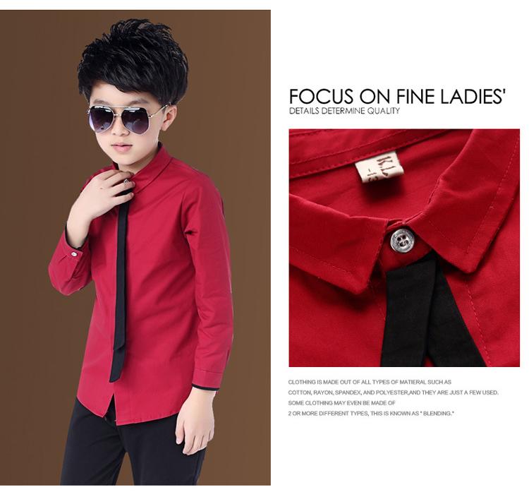 Áo sơ mi nam thu đông cộng với nhung dài tay cho học sinh khoe áo trắng trẻ em áo đỏ váy hoa bé gái shop quần áo trẻ em