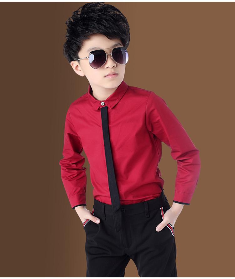 Áo sơ mi nam thu đông cộng với nhung dài tay cho học sinh khoe áo trắng trẻ em áo đỏ váy hoa bé gái shop quần áo trẻ em