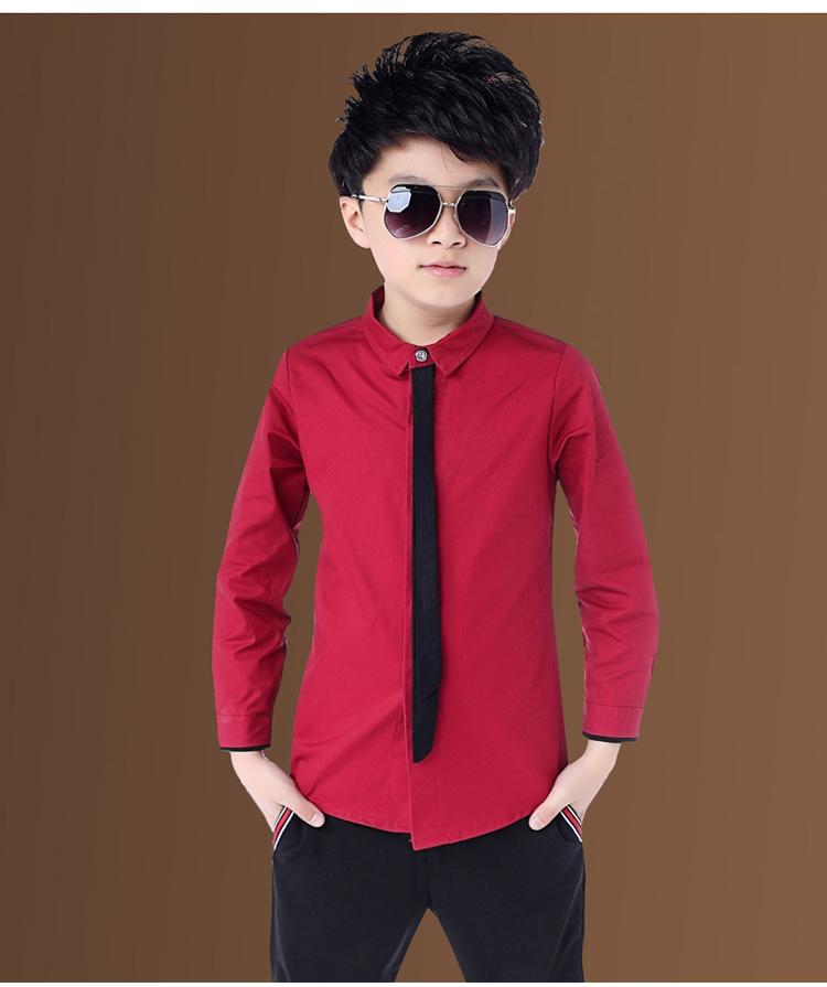 Áo sơ mi nam thu đông cộng với nhung dài tay cho học sinh khoe áo trắng trẻ em áo đỏ váy hoa bé gái shop quần áo trẻ em