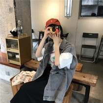 Original Jiu Mezi Real beat Han Wind chic handsome gas loose pocket early spring stack wearing matching boyfriend loose denim Machia