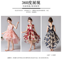 2020 Summer new childrens princess dress lace tailing performance clothes girls wedding dress dress dress dress dress performance costume