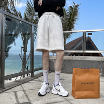 (VERA KANE) Korea ins summer bf waffle shorts loose Sports straight tube casual pants trickle