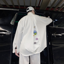 (VERA KANE) Korea ins autumn leisure loose crack embedded flower lazy design shirt tide man