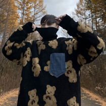 (VERA men) South Korea ins loose round neck Lamb hair wild bear couple warm casual sweater tide