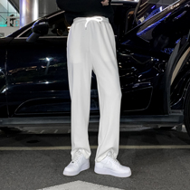  (VERA MENS)Korea ins loose casual solid color wide-leg straight pants reflective rope sweatpants trendy men