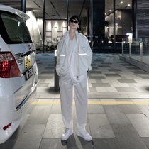 (VERA KANE) Korean casual loose College wind reflective jacket pants sports two-piece trending man